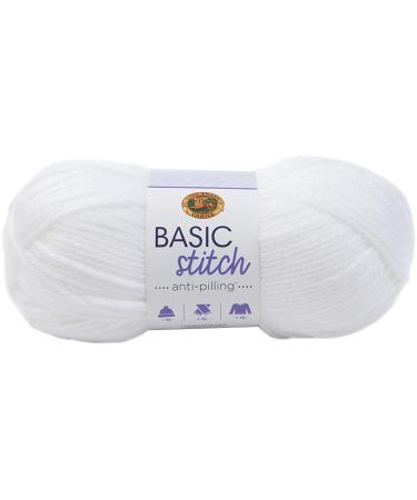 Lion Brand Yarn Basic Stitch Anti-Pilling Knitting Yarn  Yarn for Crocheting  1-Pack  White 1 Pack White
