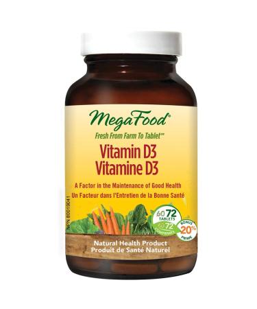MegaFood - Vitamin D3 A Factor in the Maintenance of Good Health 72 Count Vitamin D 72 Tablets
