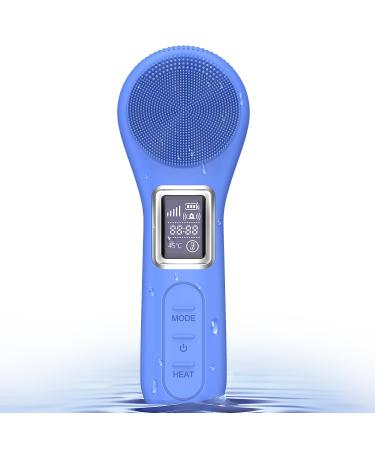 Silicone Face Scrubber Electric Facial Cleansing Brush Waterproof and Rechargeable Face Scrub Brush with LCD Screen for Cleansing Massaging Men & Women Gifts
