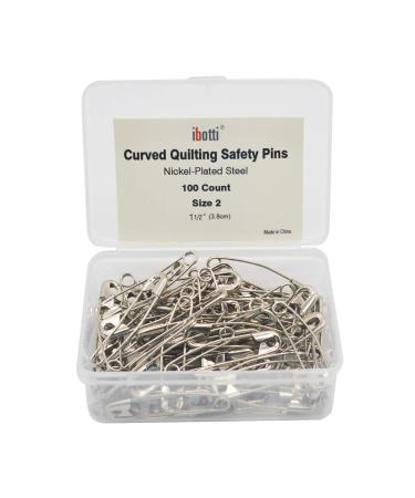 ibotti Curved Safety Pins for Quilting Basting Pins Size 2 100-count Size 2(100-count)