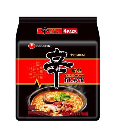 Nongshim SHIN BLACK Ramyun Premium Ramen Korean Spicy Instant Noodles 130g (Pack Of 4) HALAL