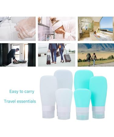 2-Pack Travel Silicone Bottles Set - Wasteland-Proof Refillable Containers with Carrying Bag - Mini 90ml Shampoo & Lotion Bottle - Green & White - Buy Online on SooperMarket.com