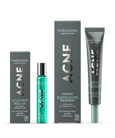 M DARA Organic Skincare | ACNE Acute Spot Roll-On and Intense Blemish & Pore treatment combo With Salicylic Acid Juniper Stem Cells and Keratolytic actives For problem-prone skin Vegan