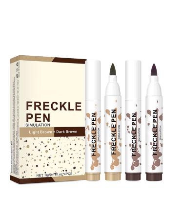Freckle Pen Ksndurn 4PCS Freckle Makeup Pen Set - Natural Makeup (Dark Brown and Light Brown)