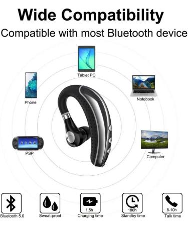 COMEXION V5.0 Bluetooth Headset with Mic, Mute Key, Wireless Noise Reduction - Ideal for Driving, Meetings, and Listening - Buy Online on SooperMarket.com