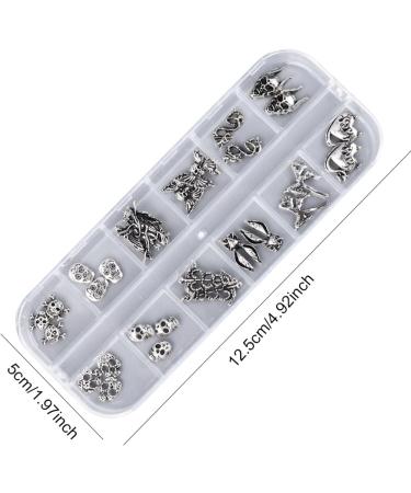 RUNRAYAY 28pcs 3D Halloween Nail Charms Cross Chrome Metal Nail Art Charm Vintage Gothic Retro Punk Skulls Mixed for Manicure Craft DIY Nail Art Decoration Accessories with a Box - Buy Online on SooperMarket.com
