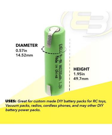 Exell 2-Pack 1.2V AA 2200mAh NiMH Rechargeable Batteries - High Power for Telecom UPS & Smart Grid Use - Buy Online on SooperMarket.com