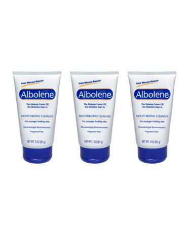 Albolene Face Moisturizer and Makeup Remover, Facial Cleanser and Cleansing Balm, Fragrance Free Cream, 3 Fl Oz (3 Pack)