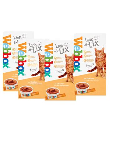 Webbox Cats Delight Lick E Lix Treats 4 Pack Contains 5 X Chicken Tasty Yoghurty Treats (20 Sachets)
