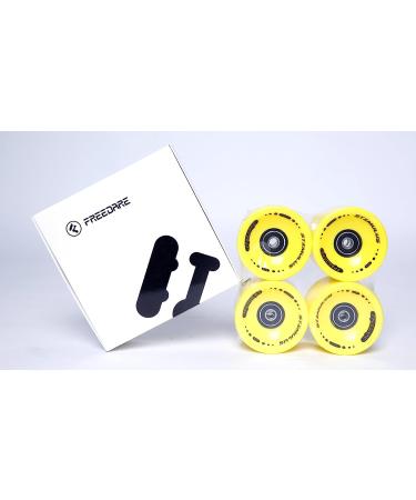 FREEDARE 70mm Longboard Wheels with ABEC-7 Bearings and Spacers (Set of 4) - Yellow - Buy Online on SooperMarket.com