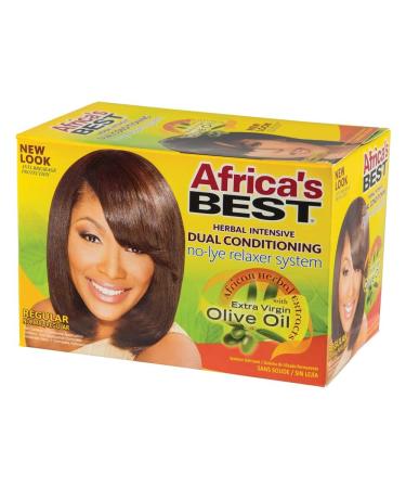 Africa's Best No-Lye Relaxer Kit, Dual conditioning, Herbal Intensive, Superior Straightening and the Very Best Nourishment, Designed for Normal Hair Textures