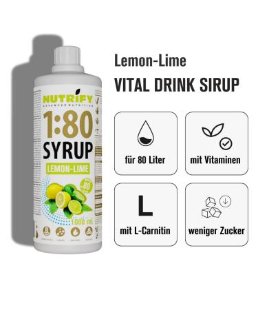 Nutrify Vital Fitness Drink 1:80 Syrup - 3x1L Sugar-Free Lemon Lime Set | 240 Liters of Low-Calorie Sports Beverage with Vitamins & L-Carnitine - International Shipping Available - Buy Online on SooperMarket.com