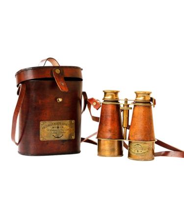 Nautical Design Antique Victorian Marine Brass Leather Binocular Sailor Instrument London 1915 (Orange) Home & Office Decor