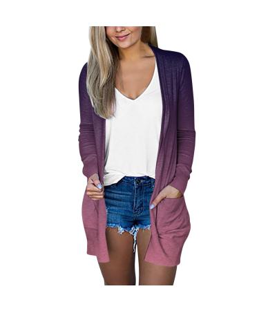 Long Shirt Outerwear Top Thin Warm Knitted Coat Women's Blouse V-Neck Shirt Tunic Long Women's Tunic Women's Shirt Casual Checked Shirt Women's Winter Chunky Knit Jacket H-pink XXL