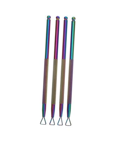 KALLORY Nail Trimmer Nail Care Tools Nail Scraper Metal Cuticle Pusher Cuticle Pusher Set Stainless Triangle Nail Polish Remover Tool (4 Pieces Silver) Pedicure Tools Nail Trimmers Blue