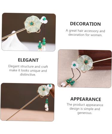 Mikinona Antique Hairpin Green Hair Clips Hanfu Girls Headwear Green Vintage Hairpin Chinese Handmade Hair Accessories Retro Chinese Stylish Clips Retro Hair Pin Copper Bride Walk - Buy Online on SooperMarket.com