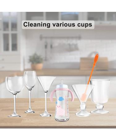 Silicone Bottle Cleaning Brush with Long Handle - 2 Pack Orange | Ideal for Baby Bottles, Hydro Flask, Sports Bottles, Vases and Glassware | 12.5 inch Water Bottle Cleaner for Smaller Diameter - Buy Online on SooperMarket.com