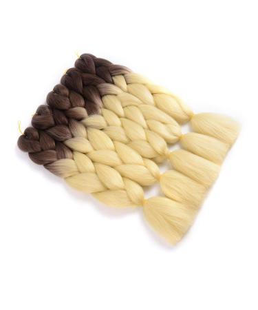 Buy Showjarlly Jumbo Braid Art Hair Extensions - 24 Inch Ombre KanCalon Hair Braid 5 Pack for Crochet Twists & Box Braids in Brown/Creamy White - International Shipping Available - Buy Online on SooperMarket.com