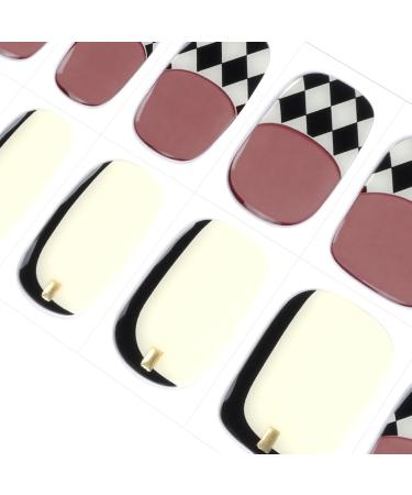 DANNI & TONI 28 Stickers Semi Cured Nail Wraps Soft Self-Adhesive Gel Nail Stickers(Checked in) Salon-Quality Gel Nail Polish Strips Manicure Stickers Set Translucent Diamond Pattern French Style.