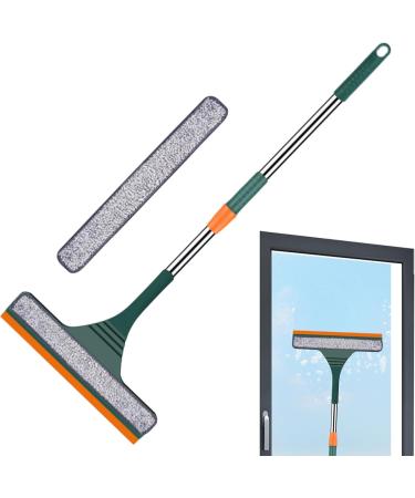 Window Glass Wiper | Adjustable Length Mirror Cleaner Tool | Window Cleaning Tool Reusable Glass Washing Equipment with Extension Handle Window Shower Cleaning Tool for Mirror Green - Buy Online on SooperMarket.com