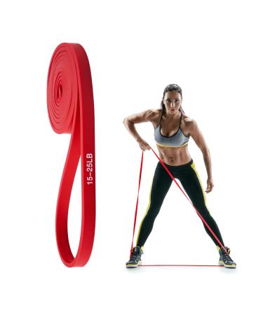 Fitness straps 100% latex resistance bands single pack of gymnastics band resistance tapes fitness band rubber band sport for muscle building yoga pilates strength training 15-25lb/red