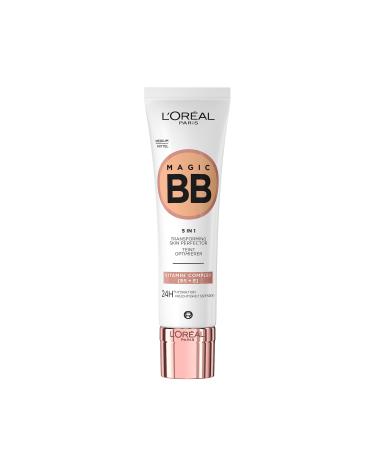 L'Or al Paris Magic BB Cream with SPF 20 5-in-1 Skin Tint with Vitamin B5 and Vitamin E Lightweight Hydrating Formula Adapts to Skin Tone for a Natural Glowy Finish 30 ml Shade: 04 Medium 04 Medium 30 ml (Pack of 1)