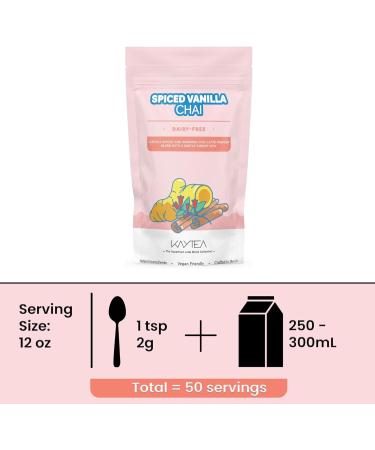 Spiced Vanilla Chai Latte Powder by KAYTEA - Vegan (Dairy-Free) - Added Ginger & Carob - Richly Spiced and Warming Chai - Superfood Latte Blend - 100g Pack (40+ Servings) Spiced Chai Latte - Buy Online on SooperMarket.com