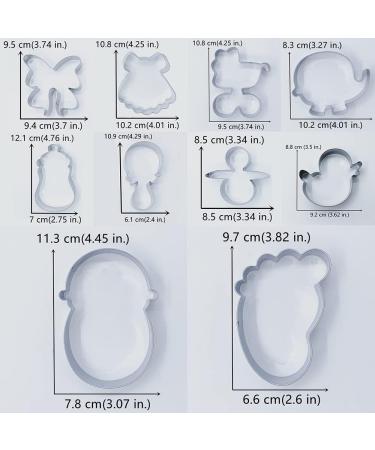 LILIAO Baby Shower Cookie Cutter Set - 10 Pcs Stainless Steel - Footprint, Dress, Carriage, Pacifier, Duck, Elephant, Bottle, Rattle, Ribbon Baby Biscuit Cutters - Buy Online on SooperMarket.com