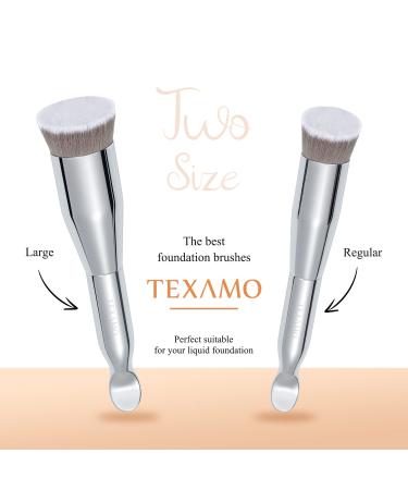 TEXAMO Spoon Dual-ended Angled Foundation Makeup Brush - Premium Face Brush for Blending Powder and Cream - Small Size with Box - Buy Online on SooperMarket.com