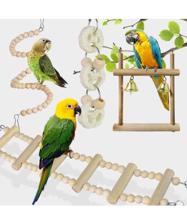 CAMITER 8 Packs Bird Toys Parrots Cage Toys Natural Wood Hanging Swing Shredding Chewing Perches Parrot Toy Parrot Bite Toy for Budgie Parakeet Cockatiel Macaw - Buy Online on SooperMarket.com
