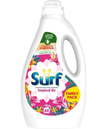 Surf Concentrated Liquid Detergent Long Lasting Fragrance and Made with Natural Essential Oil Tropical Lily or Coconut Bliss Family Pack 1.62 Litre 60 Washes (Tropical Lily Buy 2) - Buy Online on SooperMarket.com