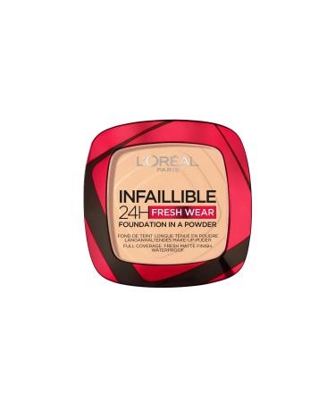 L'Or al Paris Infallible 24H Fresh Wear Foundation in a Powder Full-coverage Longwear Weightless Smooth Finish Water-proof and Transfer-proof 40 Cashmere 40 Cashmere 9 g (Pack of 1)