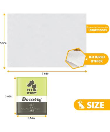 Docatty Pet Wipes - 50 Plant-Based Compostable Wipes for Dogs & Cats | Hypoallergenic & Deodorizing Grooming Wipes for Paws, Body & Butt - Buy Online on SooperMarket.com