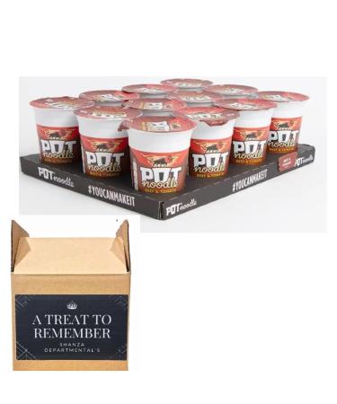 Pot Noodle Beef & Tomato - Case of 12 x 90g Pots | Irresistibly Delicious Tasty and Yummy Authentic Chinese Flavors | Quick and Convenient Asian Fusion Delight for Instant Satisfaction