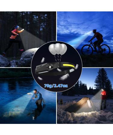 Rechargeable LED Headlamp 3-Pack with Motion Sensor | 230 COB Wide Beam, 5 Modes | Waterproof and Bright Headlights for Adults, Hardhat, Running, Camping - Buy Online on SooperMarket.com