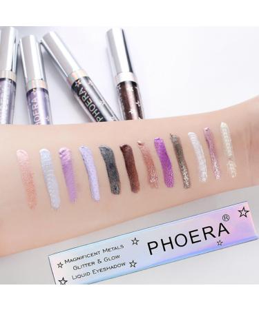 PHOERA Waterproof Glitter Eyeshadow Palette - Unicorn Hype | Long-Lasting Metallic Pigment Makeup - Buy Online on SooperMarket.com