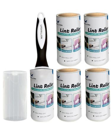 Urban Lark Extra Sticky Lint Rollers - 450 Sheets Defluffer for Clothes - Pack of 5 Lint Removers for Fur & Dust - Sticky Fluff Remover for Clothes & Carpets - 5 Lint Roller Refills with Bonus Cover