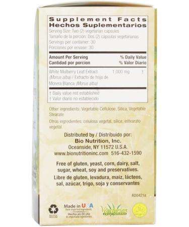 Bio Nutrition Inc White Mulberry Leaf Extract - 1000 mg - 60 Veg Capsules - Buy Online on SooperMarket.com