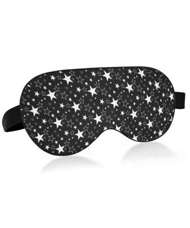 Haskirky Light Blocking Eye Mask Breathable and Adjustable Adult Men and Women Travel on Business Trips Yoga Meditation Light Smooth Comfortable Eye Mask Office Deep Sleep Goodies White Stars