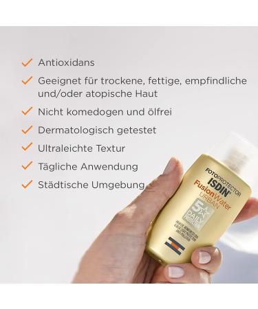 ISDIN Fotoprotector Fusion Water Urban SPF 30 - Ultra-Light Daily Sun Protection (50ml) | Best UV Shield for Urban Environments - Buy Online on SooperMarket.com