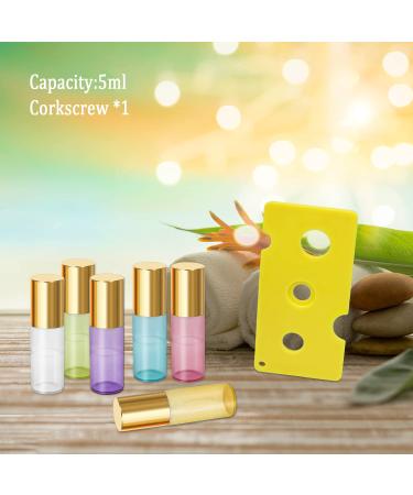 Pinkiou 5ml Glass Roller Bottles with Stainless Steel Balls Essential Oil Empty Bottles & Corkscrew for International Shipping - Buy Online on SooperMarket.com