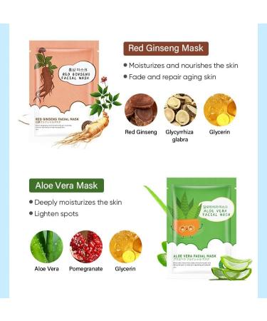 Collagen Face Masks with Niacinamide Hyaluronic Acid and Aloe Vera Moisturizing Korean Skin Care Sheet Masks Set of 10 - Buy Online on SooperMarket.com