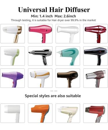 Universal Hair Diffuser Attachment for Curly Hair - Fits Hair Dryers D-1.4 to 2.6 inch - Adjustable & Adaptable - Ideal for Wavy, Thick, Natural Hair - Salon Quality (Black) - Buy Online on SooperMarket.com