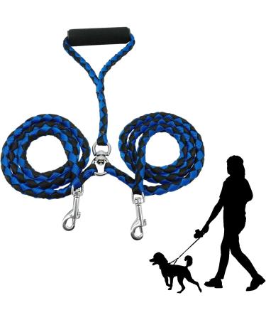 Shop Tibapla Double Linen Dog Leash for 2 Dogs - Reinforced Padded Handles 140cm Blue | Perfect for Training Small to Large Dogs - International Shipping Available - Buy Online on SooperMarket.com