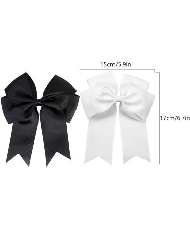 2 Pack 6 inch Bow Hair Clips Large Hair Bow Hair Barrette Clips for Women Girls Black Hair Bows(Black White) - Buy Online on SooperMarket.com