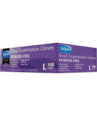 Inspire Stretch Vinyl Exam Gloves - Pack of 1000 | Latex-Free Disposable Medical Cleaning Gloves Large - Buy Online on SooperMarket.com