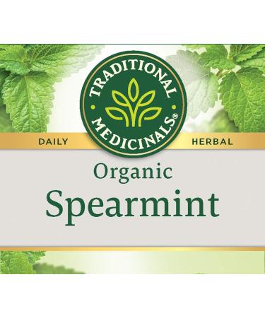 Organic Spearmint Herbal Tea - Naturally Caffeine Free | 16 Wrapped Bags - Traditional Medicinals - Buy Online on SooperMarket.com