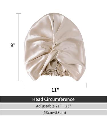 ZIMASILK 22 Momme 100% Mulberry Silk Sleep Cap for Women - Beige Silk Hair Wrap Bonnet - Buy Online on SooperMarket.com