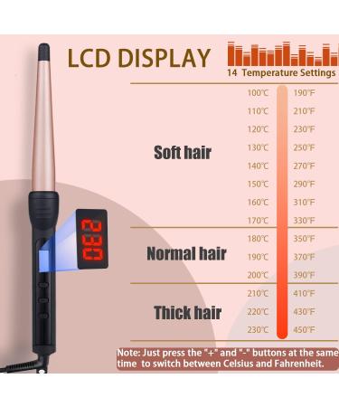 Duyfioa Professional Ceramic Hair Curling Wand 1-1/2 Inch with LCD Temperature Control - Black&Rose Pink - Buy Online on SooperMarket.com