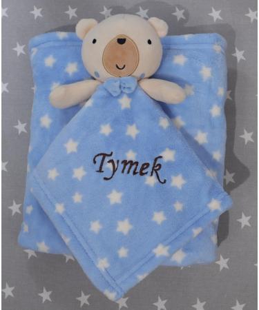 BotoBaby Personalized Baby Gift Set - Custom Embroidered Blanket & Comforter for Birth/Baptism - Blue Teddy Bear - Buy Online on SooperMarket.com
